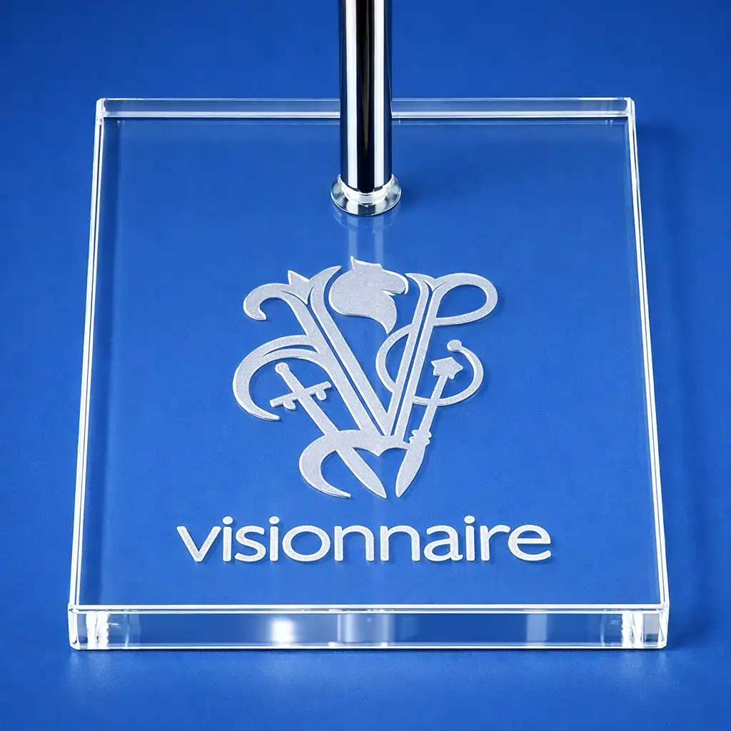 Espositore Borse PLEXIGLAS di Lusso con base cristallina ad alto spessore incisa