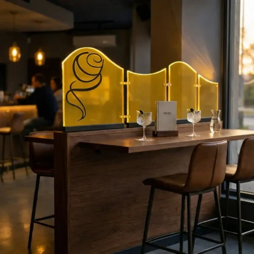 Parete divisoria plexiglass illuminata led