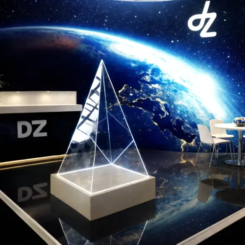 Piramide plexiglass illuminata led stand dz trasmissioni