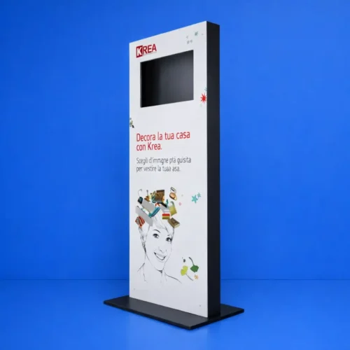 Totem porta Monitor in PVC massello bianco decorato