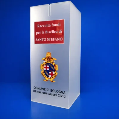 Urna plexiglass raccolta fondi Comune di Bologna