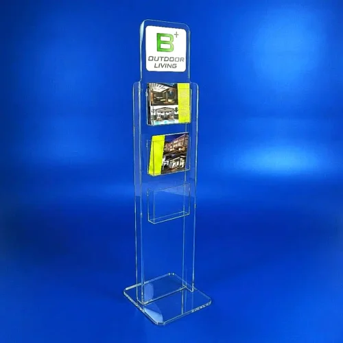 Espositore Porta Depliant da Terra plexiglas bifacciale (2 facciate) 6 tasche