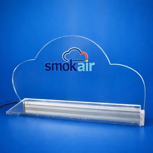Mensola PLEXIGLAS illuminata a led Smokair negozio di Genova