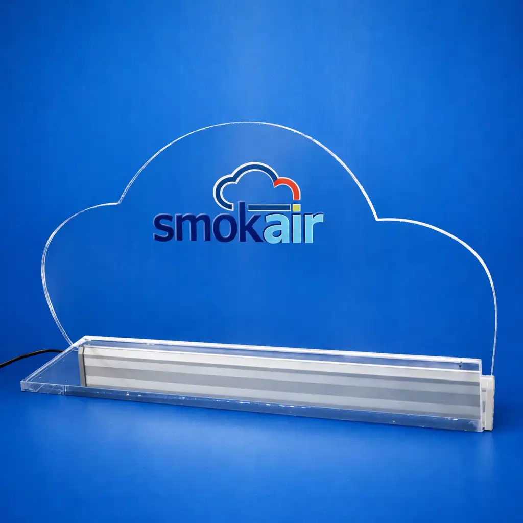 Mensola PLEXIGLAS illuminata a led Smokair negozio di Genova