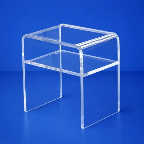 Comodino Plexiglas Trasparente Termoformato con Ripiano – Spessore Massiccio 20 mm