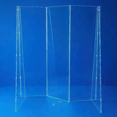 Parete Divisoria Plexiglas trasparente Zig-Zag | 2 Postazioni Salone e Ufficio