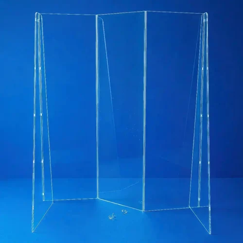 Parete Divisoria Plexiglas trasparente Zig-Zag | 2 Postazioni Salone e Ufficio