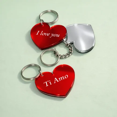 Portachiave plexiglass specchio rosso e argento