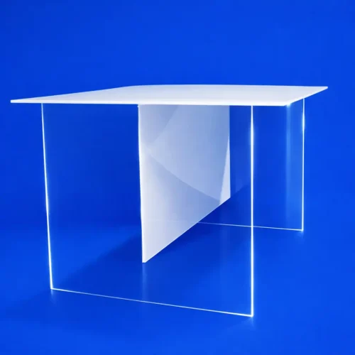 Tavolo plexiglass trasparente piano e traversa OPAL