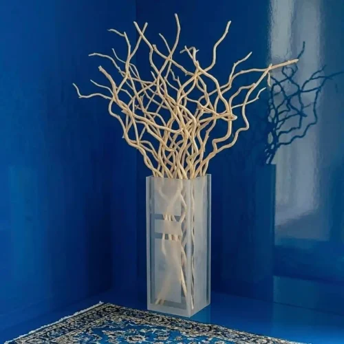 Vaso da Terra in PLEXIGLAS Sabbiato H65 cm , 18 x 18, spessore 10 mm
