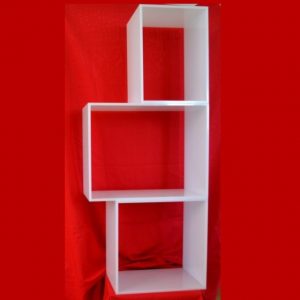 Cubes modulaires plexiglas blanc opale et petits meubles pour créer la déco, esthétique, angle TV, armoire à pharmacie, à sèche cheveux, fer à lisser