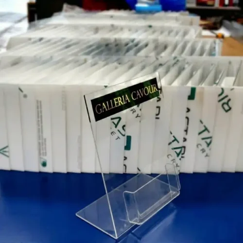 Porta dépliant plexiglass a L con tasca