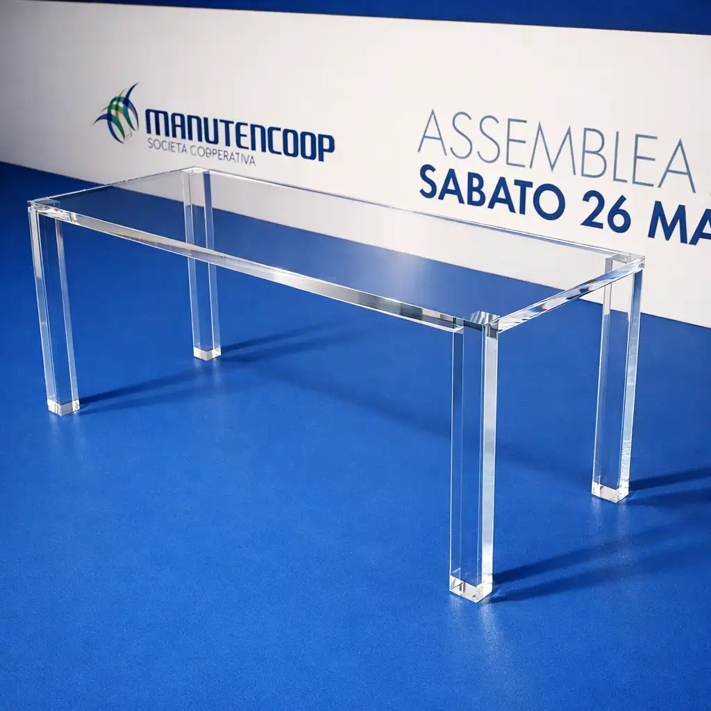 Tavolo plexiglass massello per conferenza