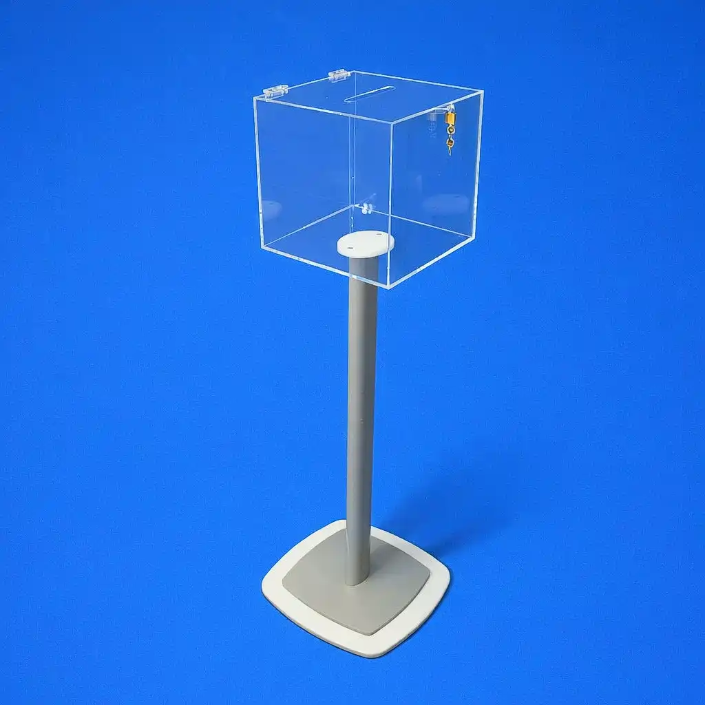 Urna PLEXIGLAS® su piedistallo con lucchetto 1 Urna plexiglass su piedistallo con lucchetto