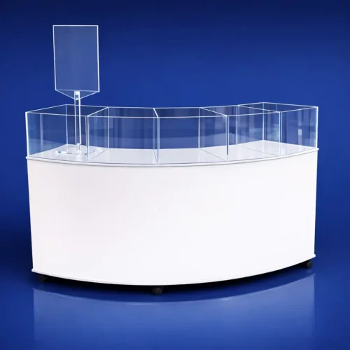 Espositore banco curvo con ruote