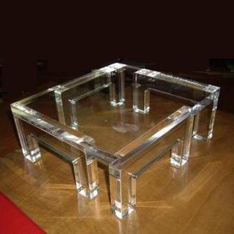 Tavolino appoggia piedi plexiglass quadrato molto resistente