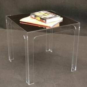 Tavolino quadrato plexiglass trasparente e piano plexiglass fumè