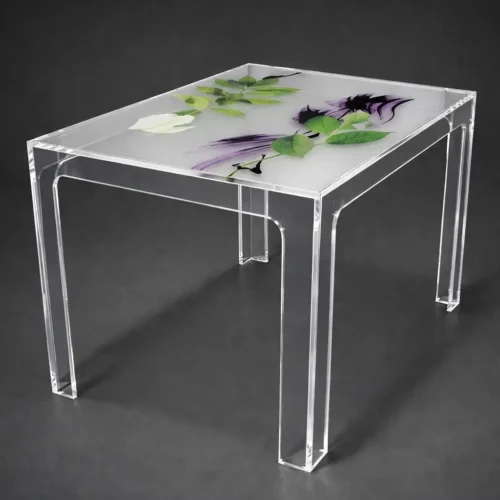 Tavolo da pranzo plexiglass decorato
