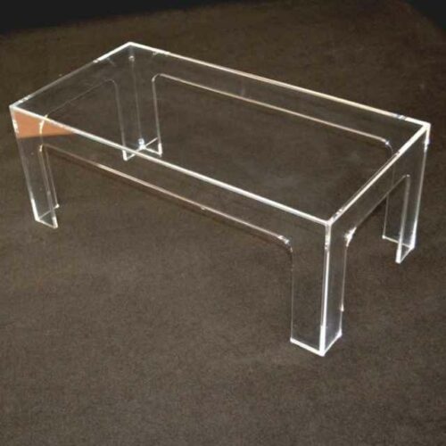 tavolo basso trasparente limpido per salotto cm 140 x 60 H42